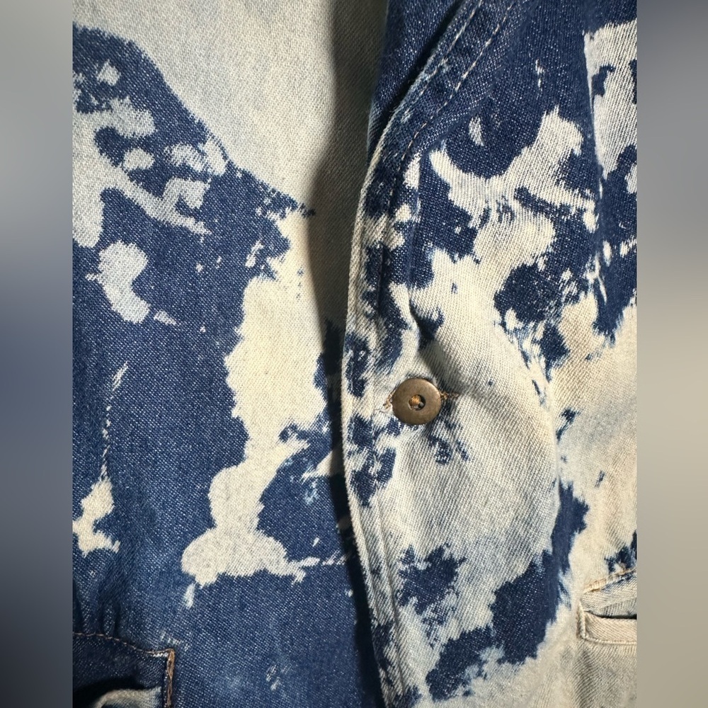 Cricket Blues Vintage Deconstruct Western Blazer Large Bleach Wash Rodeo Denim - Picture 3 of 8